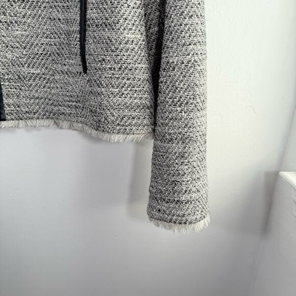 Comptoir Des Cotonniers Reine Black White Tweed Faux Leather Blazer Jacket 44 XL - Picture 5 of 13